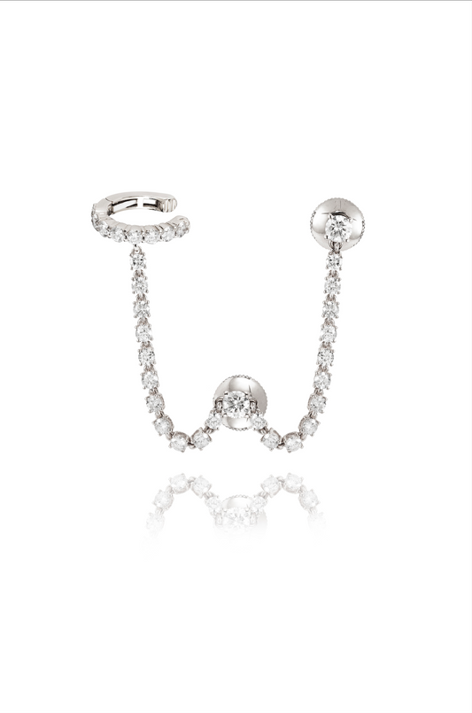 Gold and Diamond Triple Earring