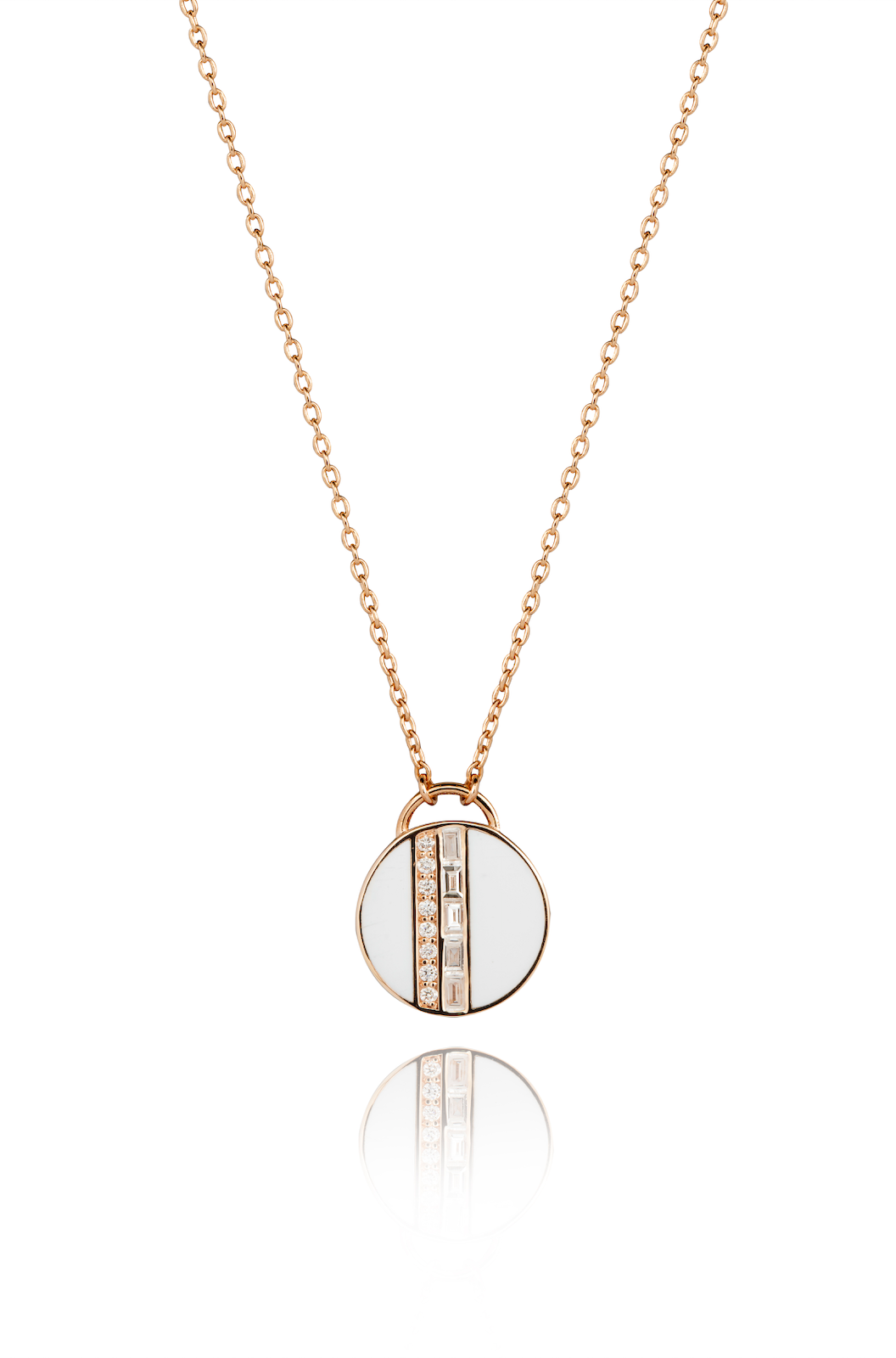 Diamond and White Enamel Pendant