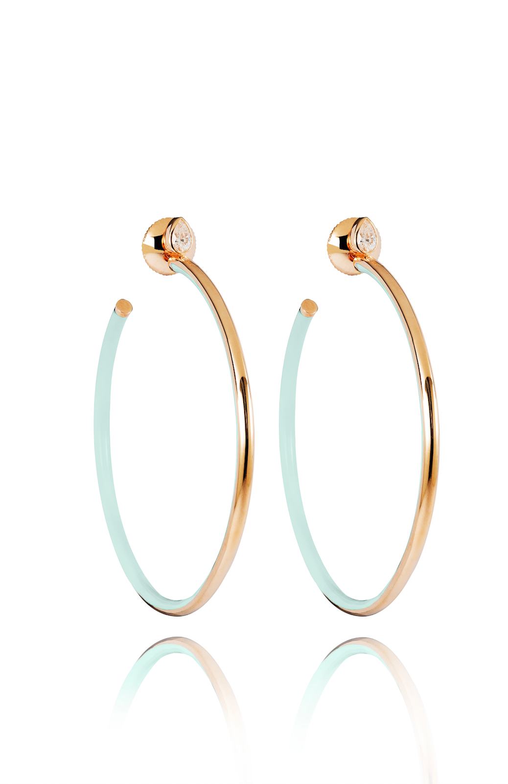 Diamond and Blue Enamel Hoop Earrings