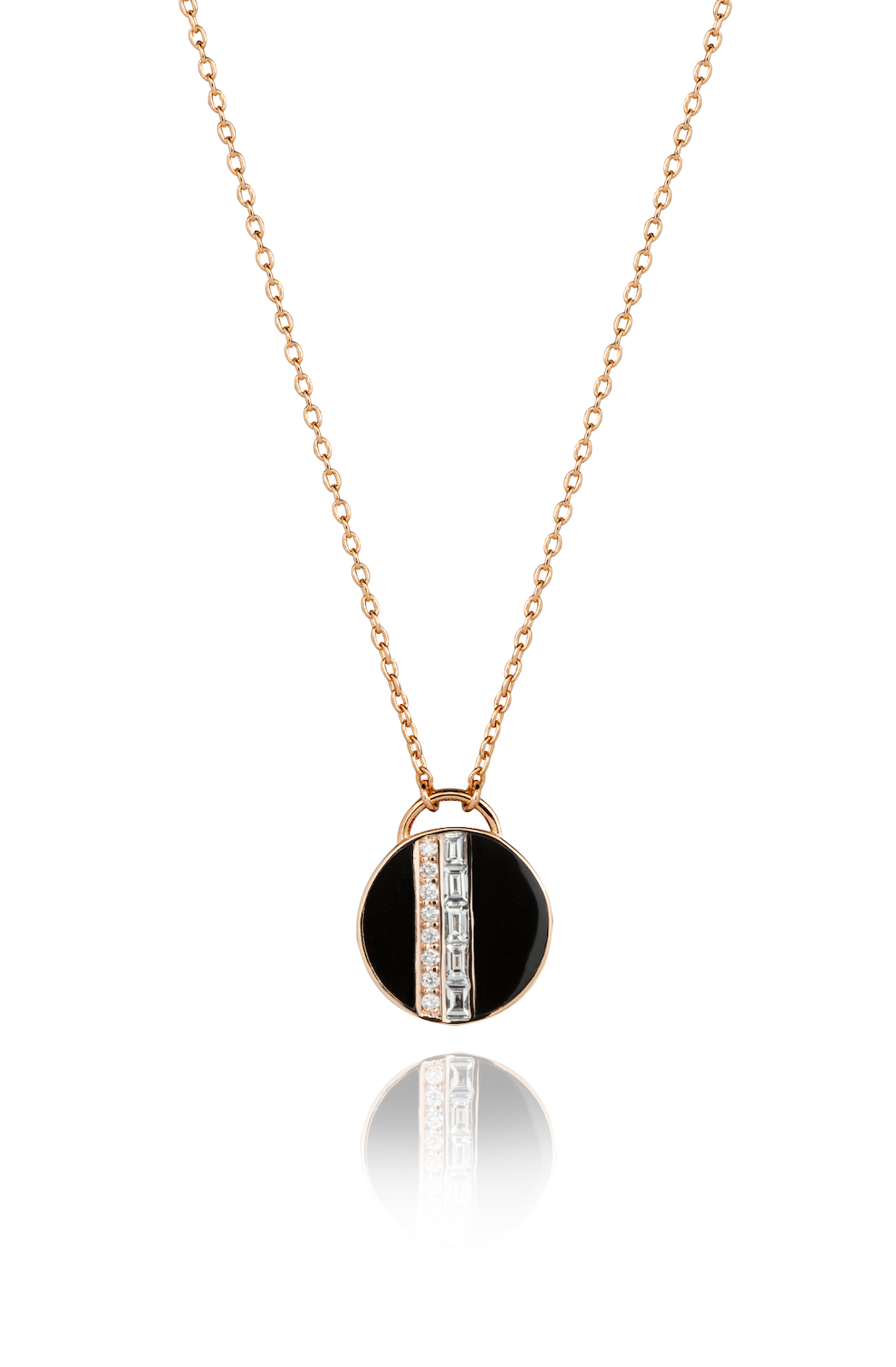 Diamond and Black Enamel Pendant