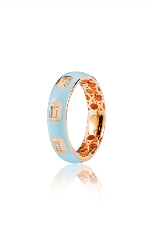 Diamond and Blue Enamel Ring