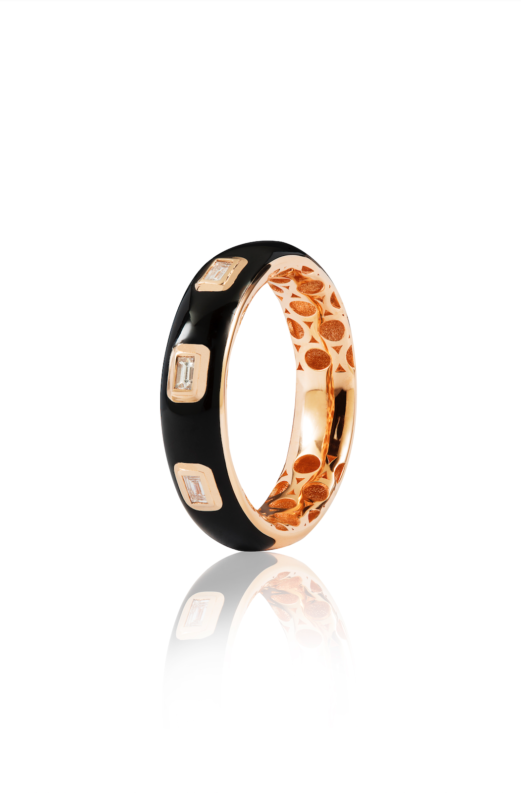 Diamond and Black Enamel Ring