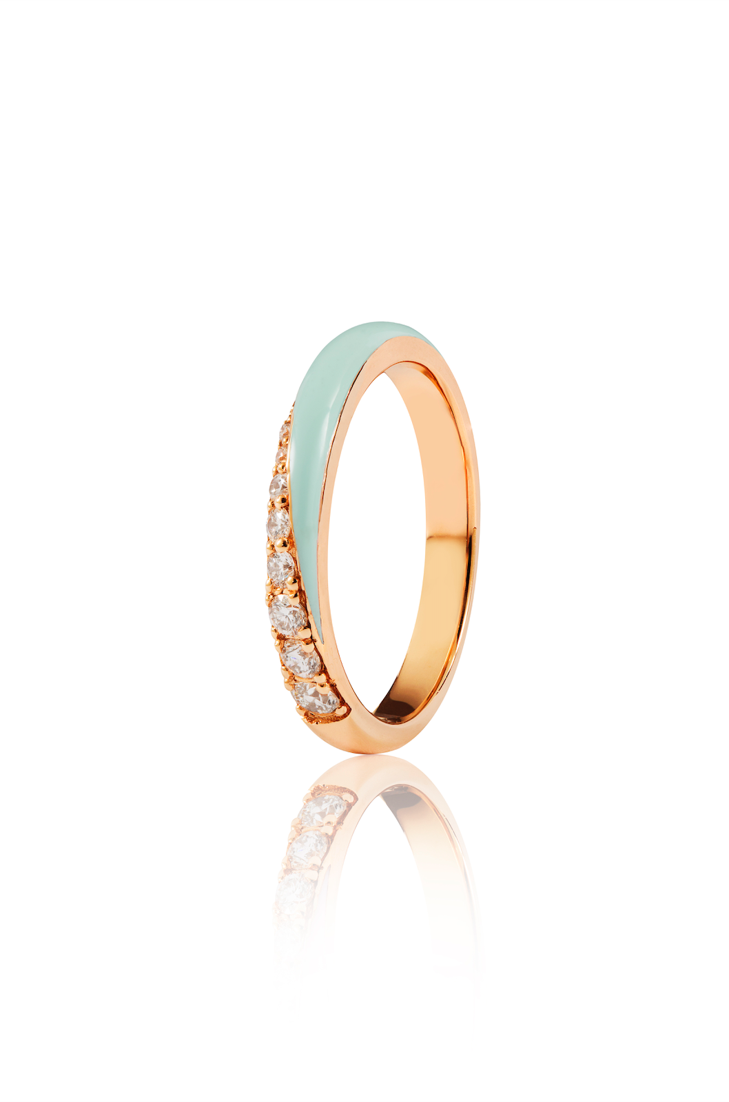 Diamond and Blue Enamel Ring