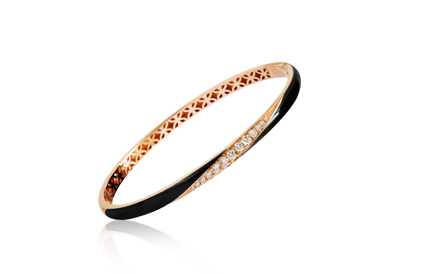 Diamond and Black Enamel Bangle