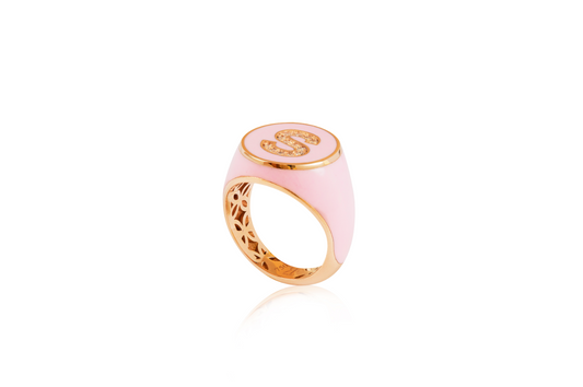 Pink Letter S Signet Ring