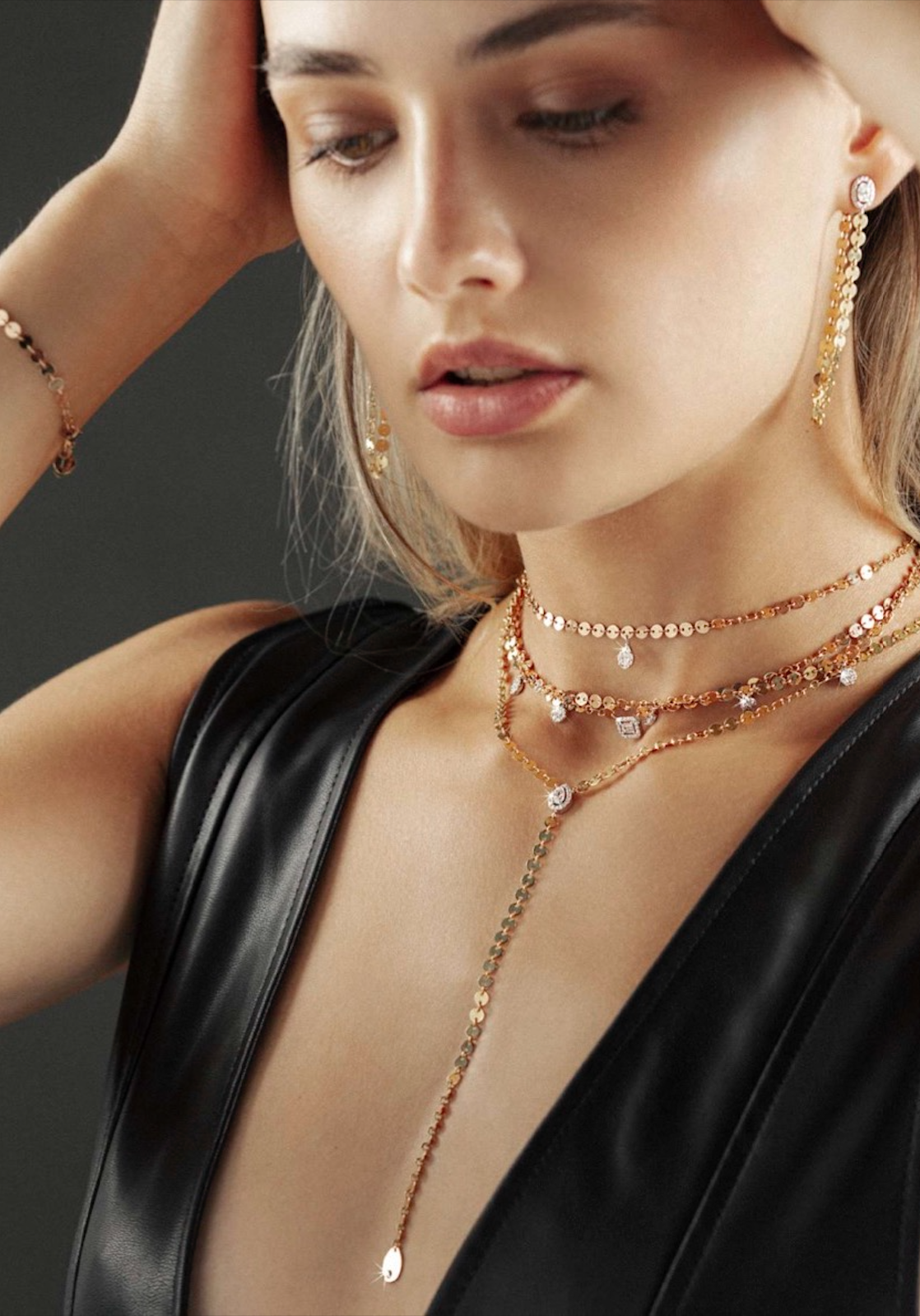 Long Gold and Diamond Y Necklace