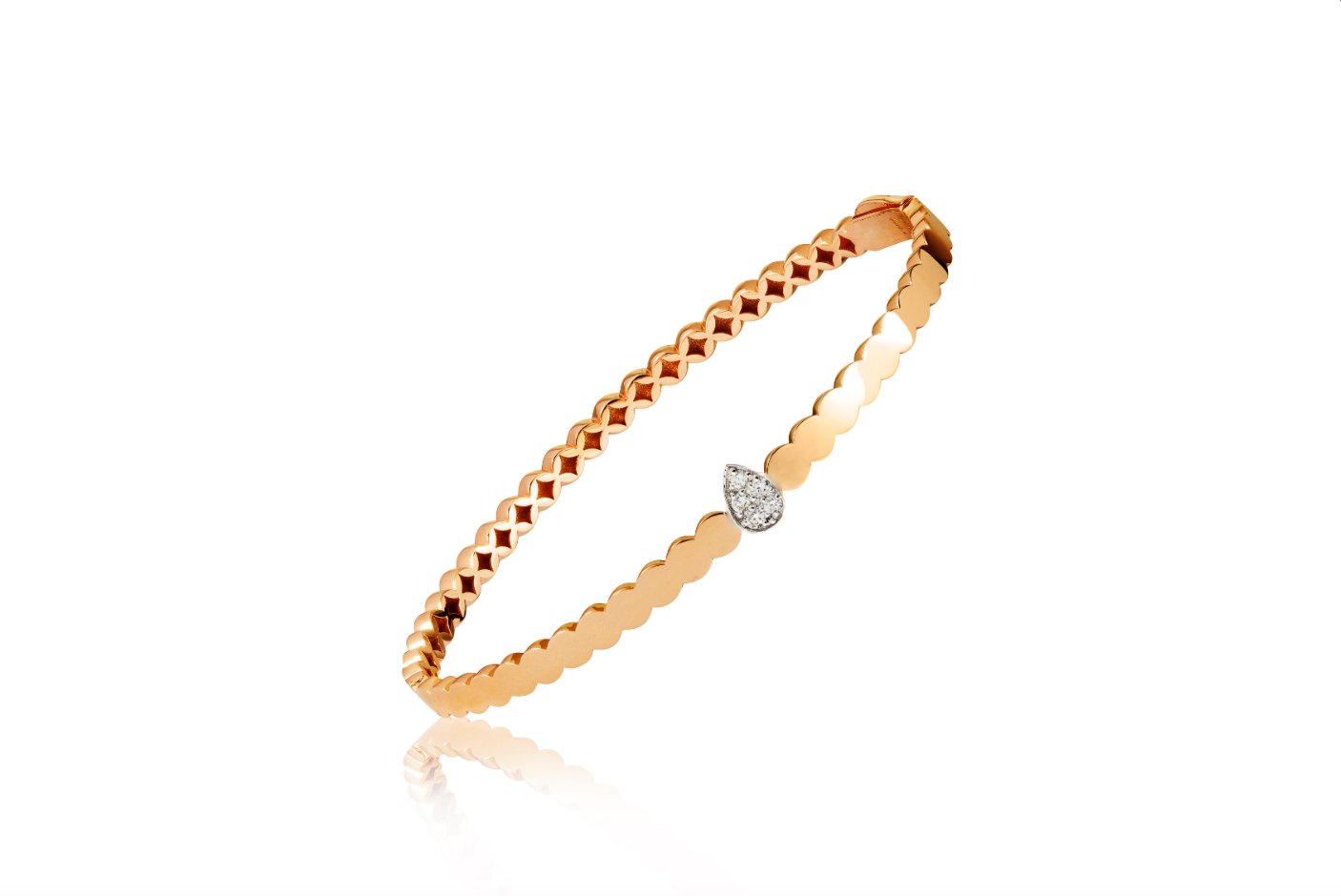 Gold and Diamond Drop Bangle