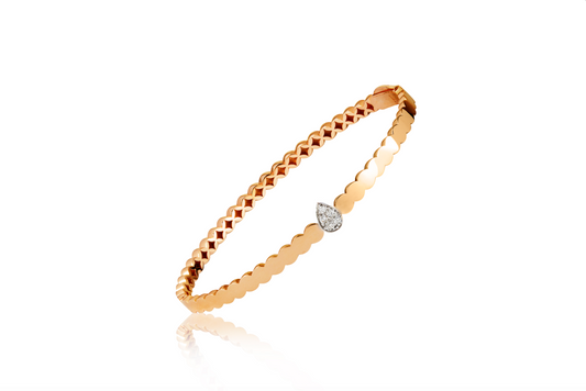 Gold and Diamond Drop Bangle