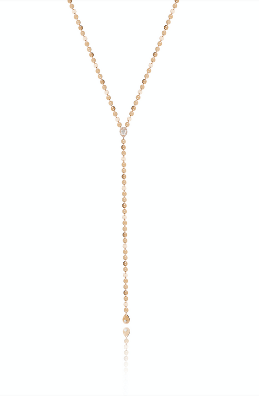Long Gold and Diamond Y Necklace