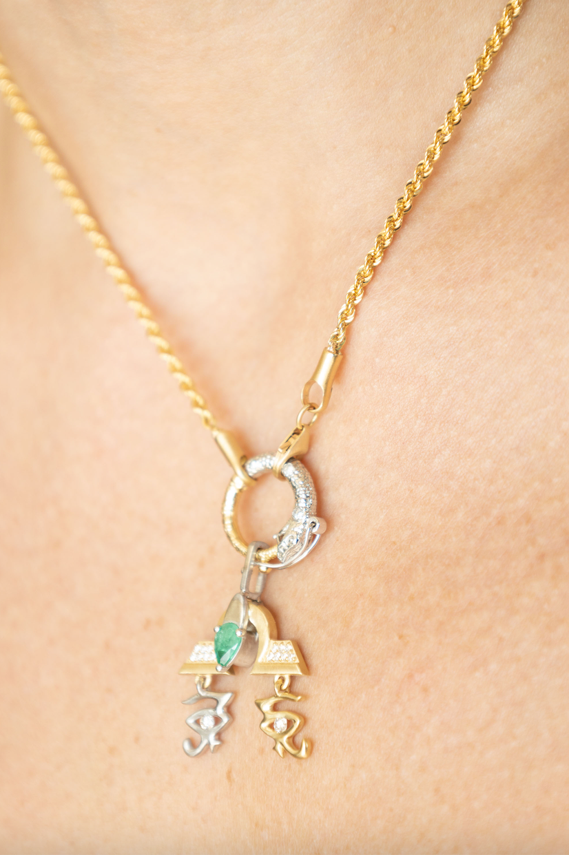 Diamond and Emerald Libra Pendant