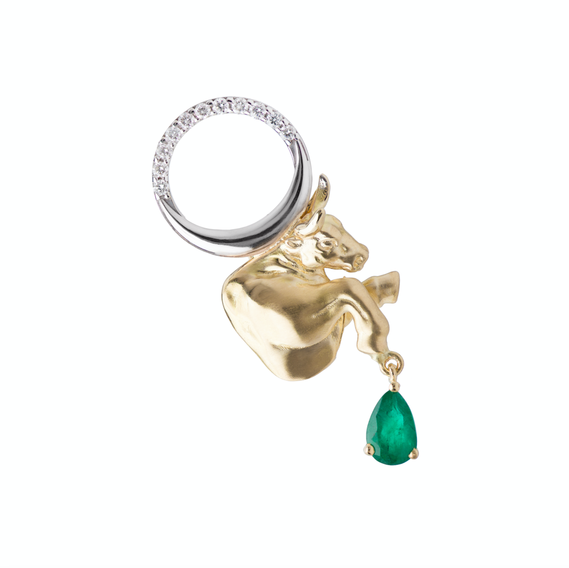 Emerald and Diamond Taurus Pendant
