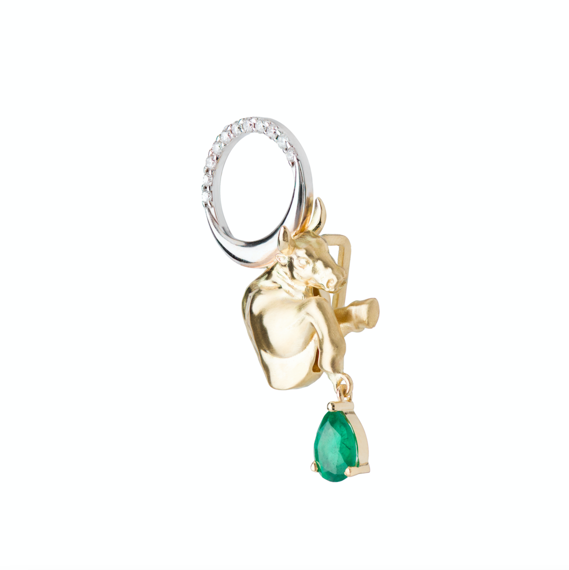 Emerald and Diamond Taurus Pendant