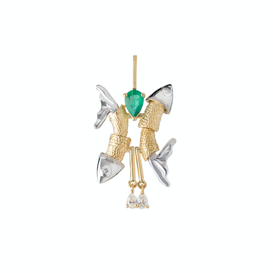 Diamond and Emerald Pisces Pendant