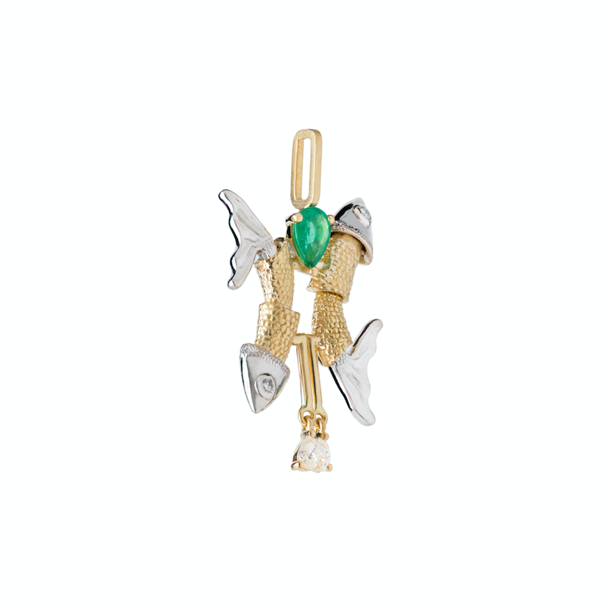 Diamond and Emerald Pisces Pendant