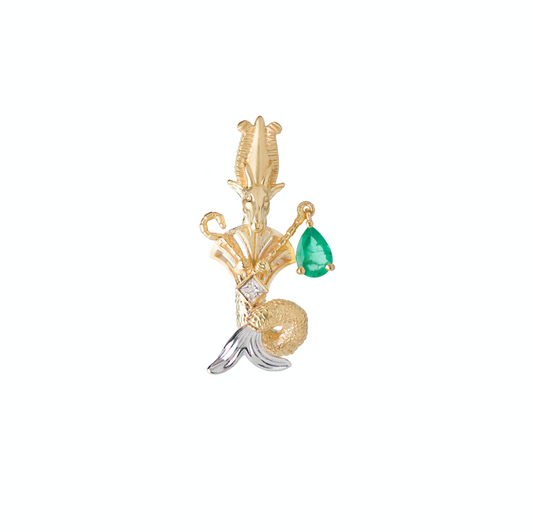 Capricorn Diamond and Emerald Pendant