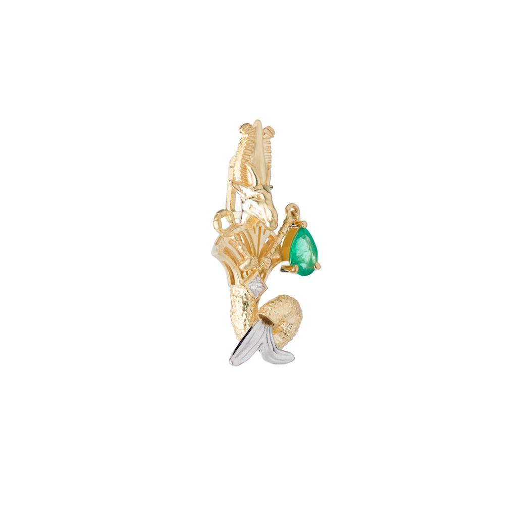 Capricorn Diamond and Emerald Pendant