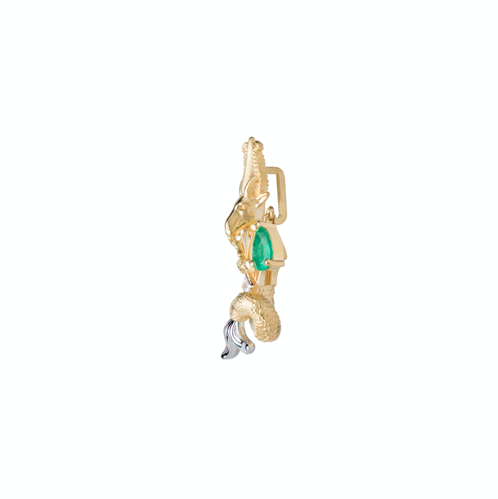 Capricorn Diamond and Emerald Pendant