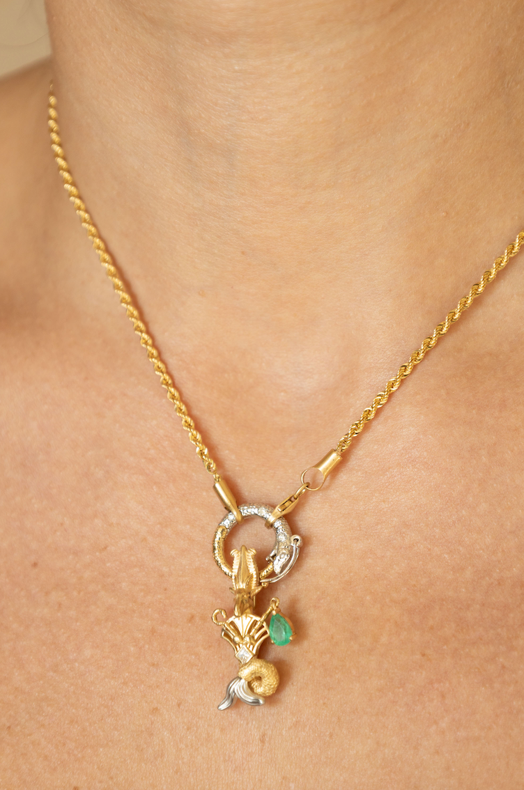 Capricorn Diamond and Emerald Pendant