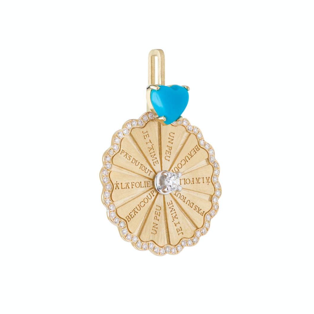 Spinning Marguerite Pendant with Arizona Turquoise Heart