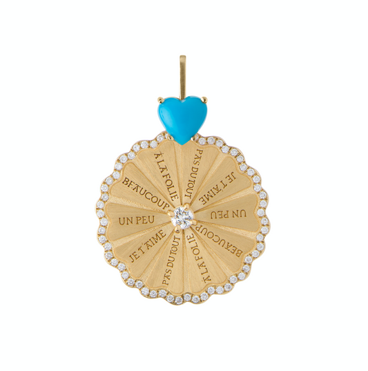 Spinning Marguerite Pendant with Arizona Turquoise Heart