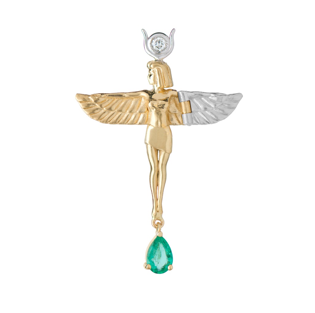 Diamond and Emerald Virgo Pendant