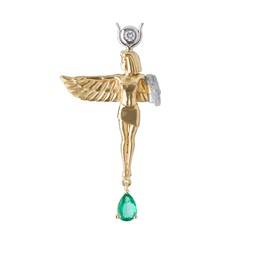 Diamond and Emerald Virgo Pendant