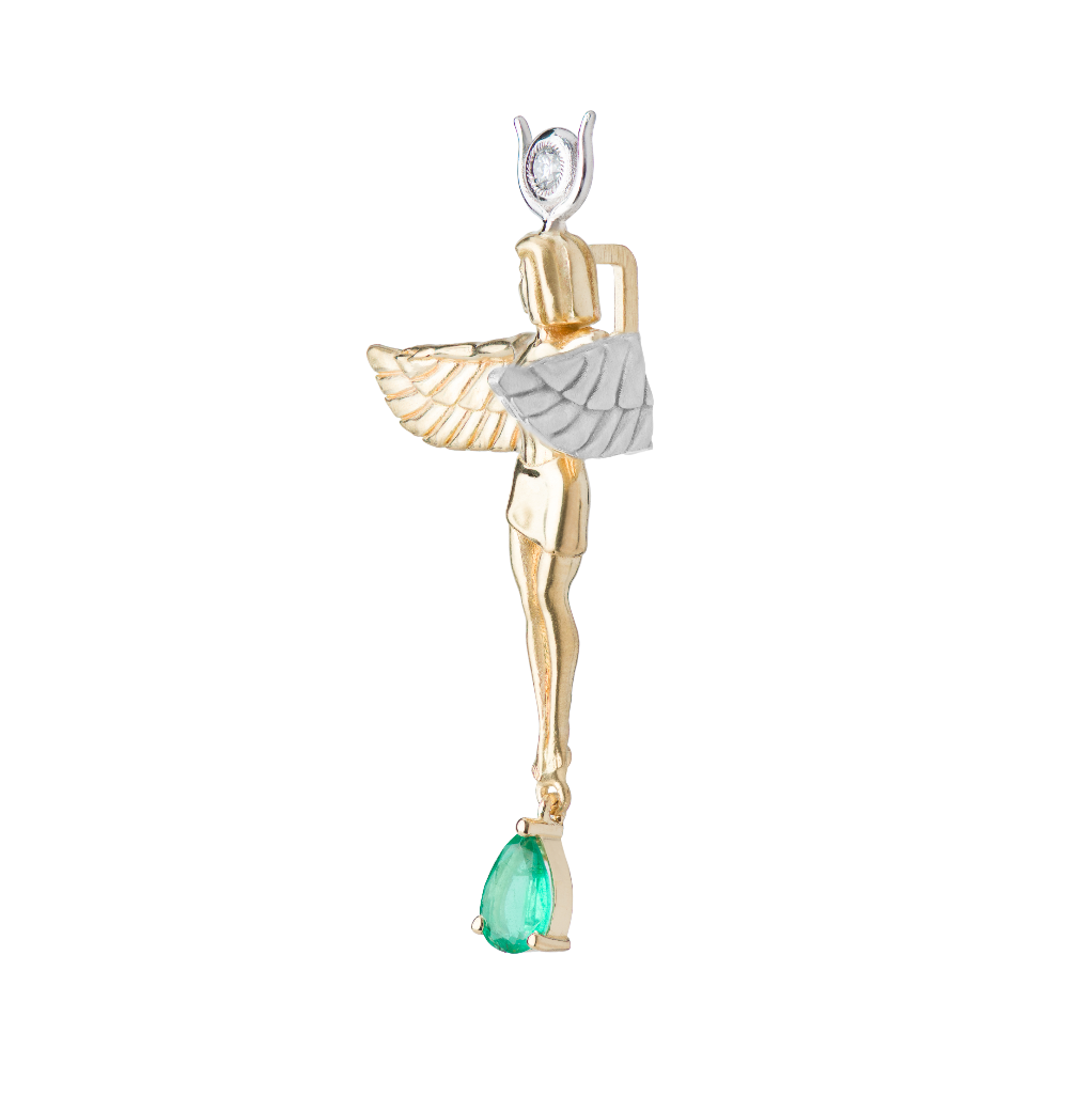 Diamond and Emerald Virgo Pendant