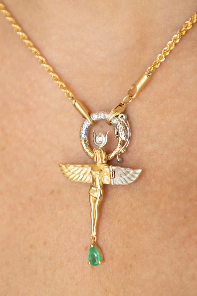 Diamond and Emerald Virgo Pendant