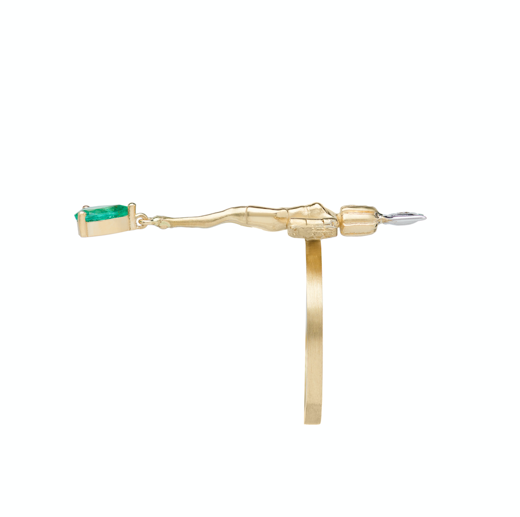 Emerald and Diamond Virgo Ring