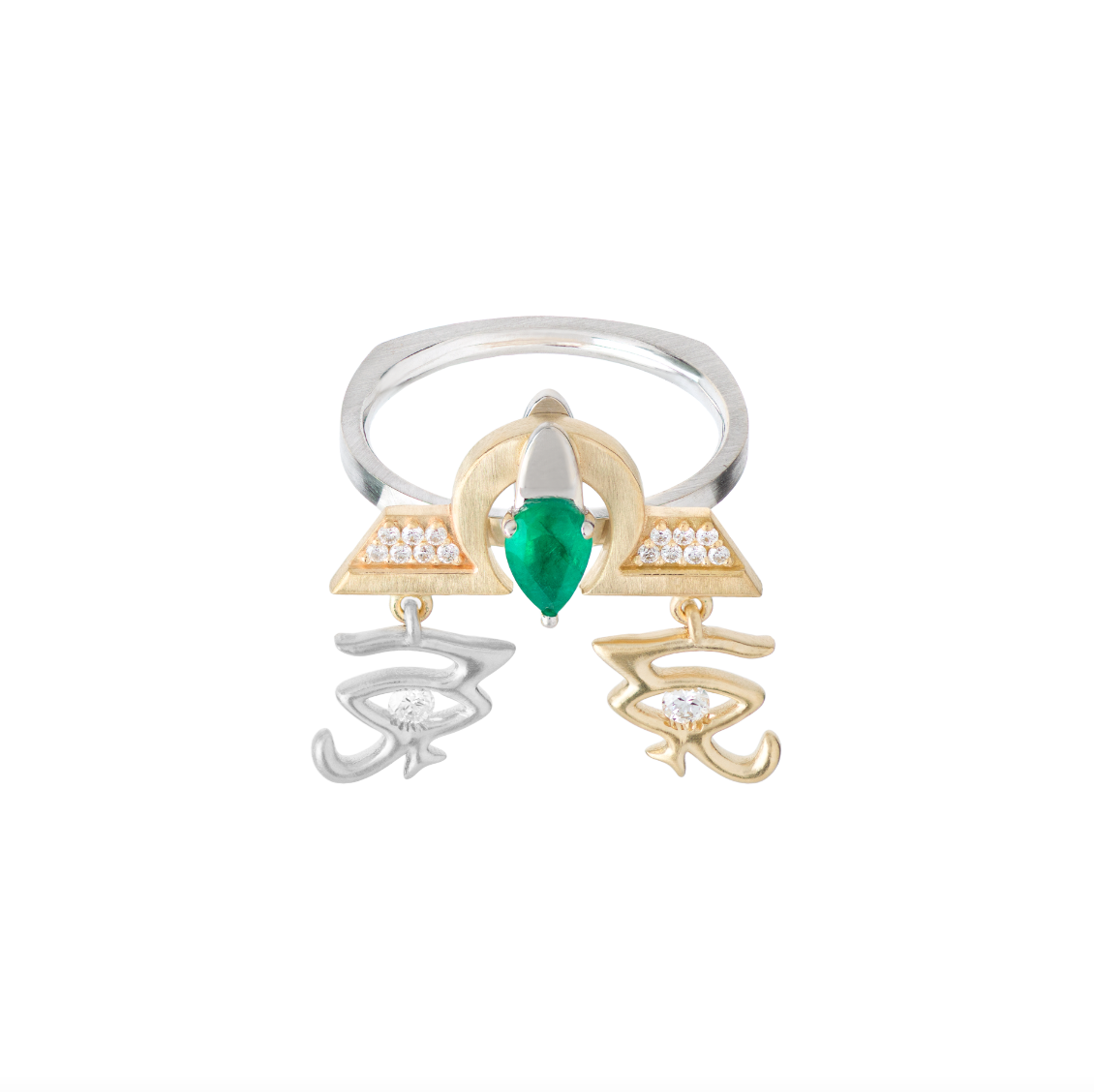Emerald and Diamond Libra Ring