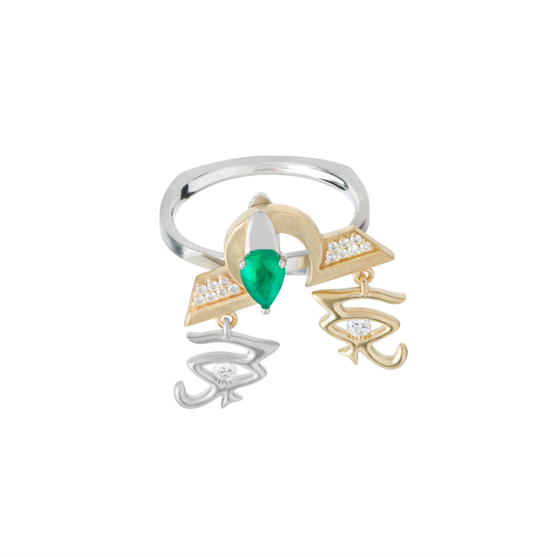 Emerald and Diamond Libra Ring