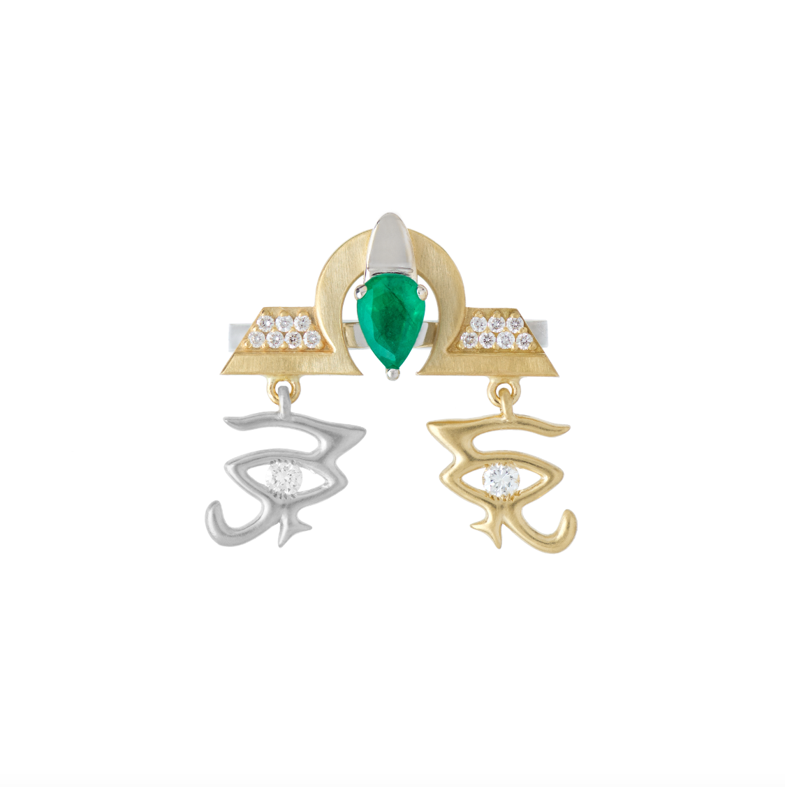 Emerald and Diamond Libra Ring
