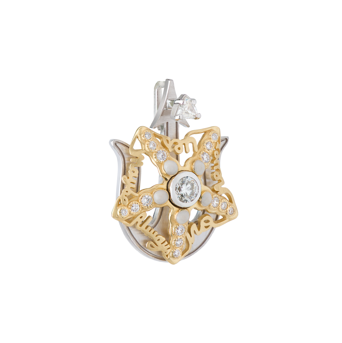 Spinning Starfish Diamond Pendant with White Enamel