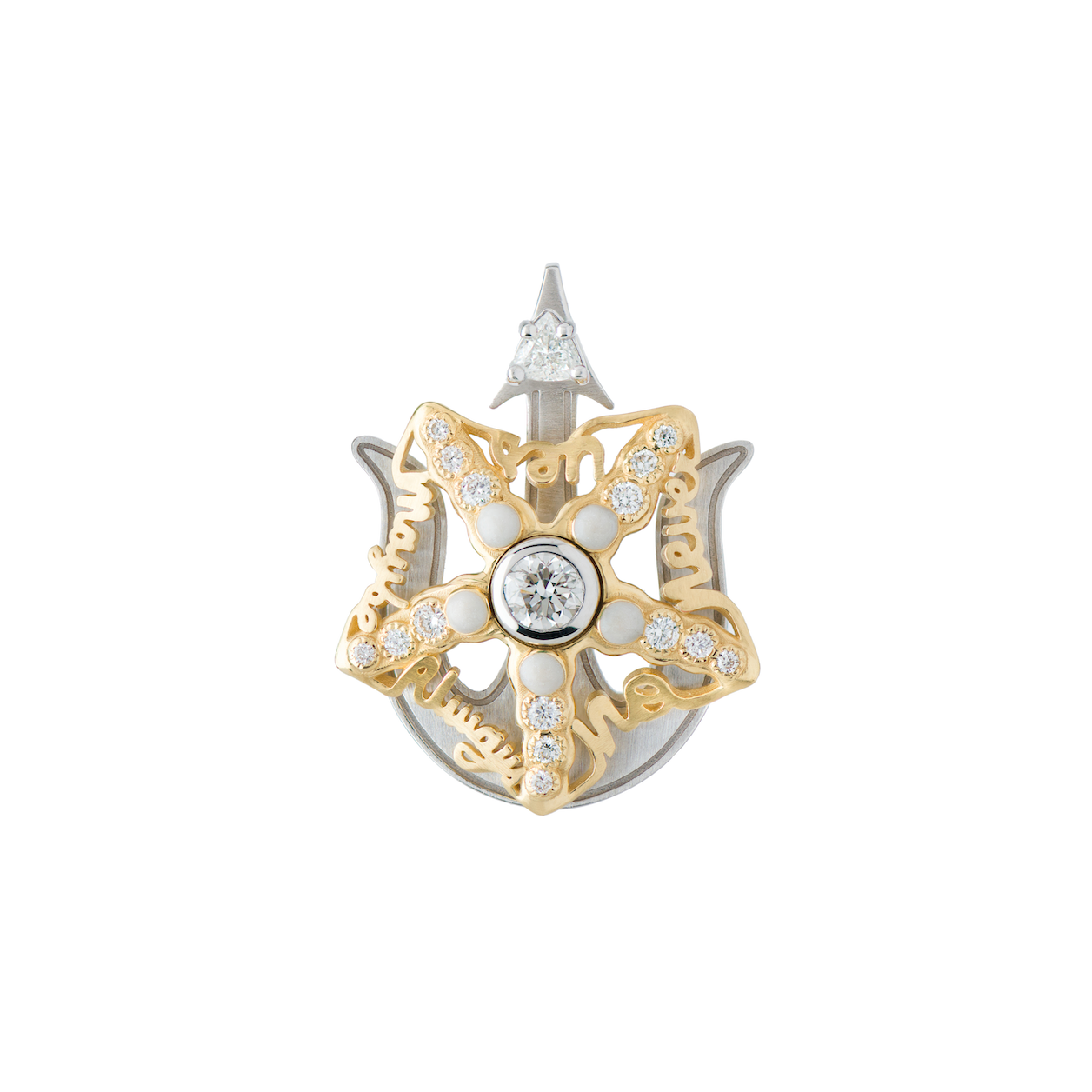 Spinning Starfish Diamond Pendant with White Enamel
