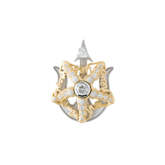 Spinning Starfish Diamond Pendant with White Enamel