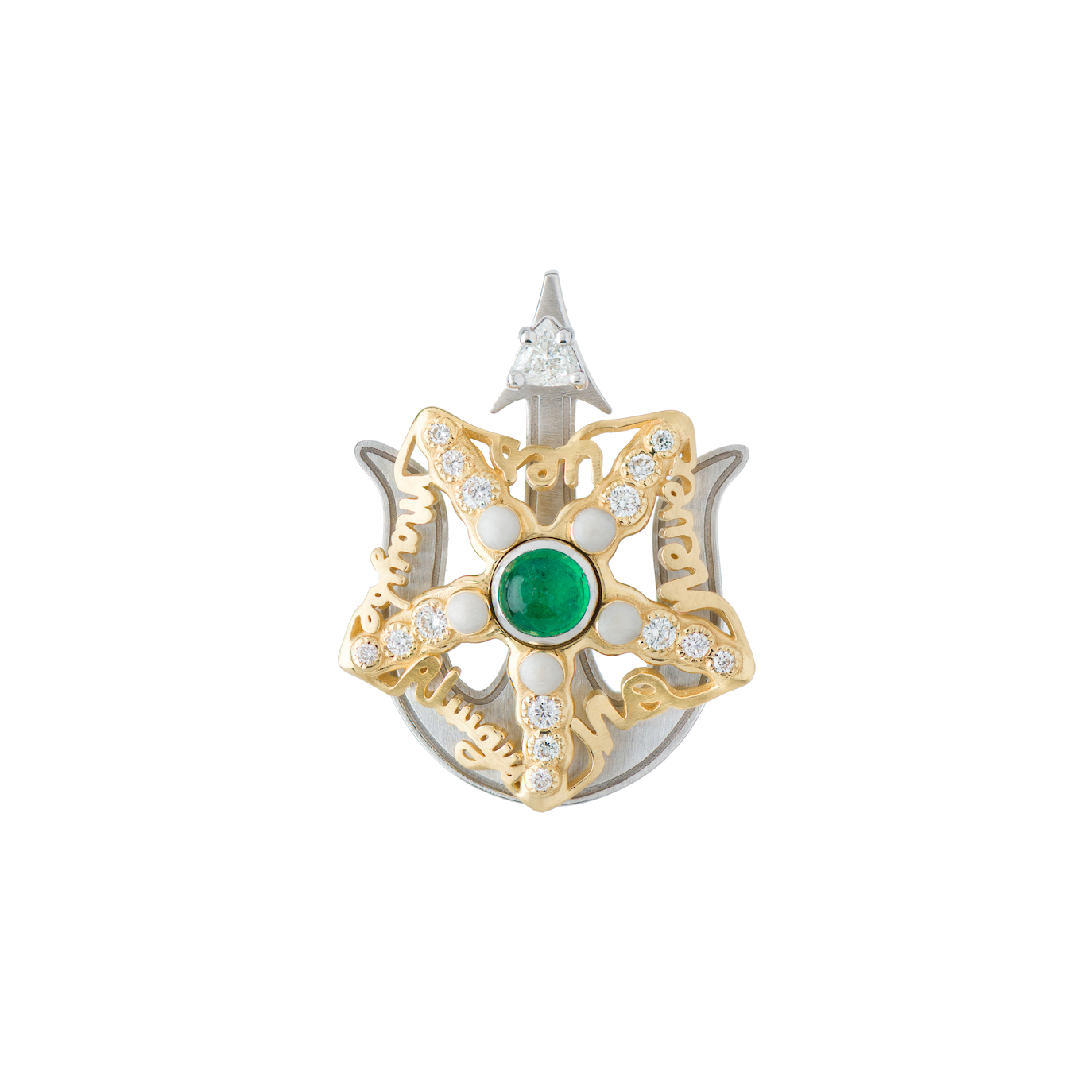Spinning Starfish Pendant Adorned with Diamonds and Emeralds