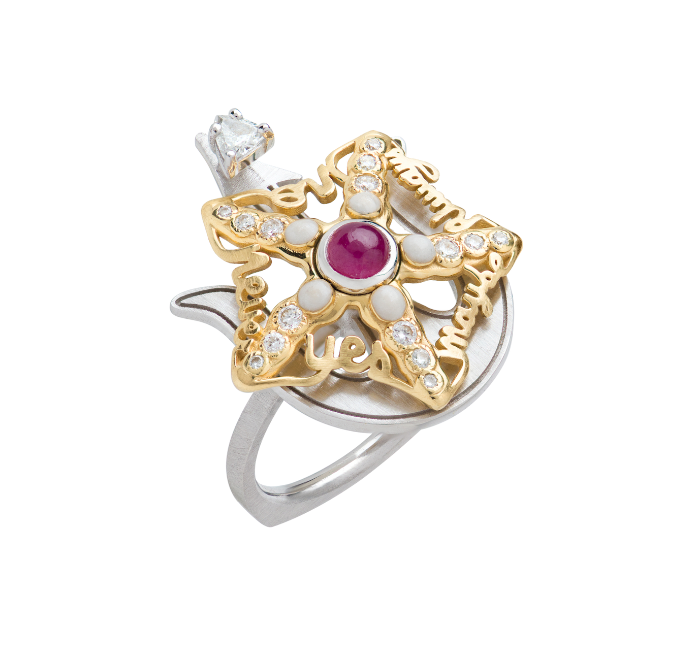 Spinning Ruby Starfish Ring
