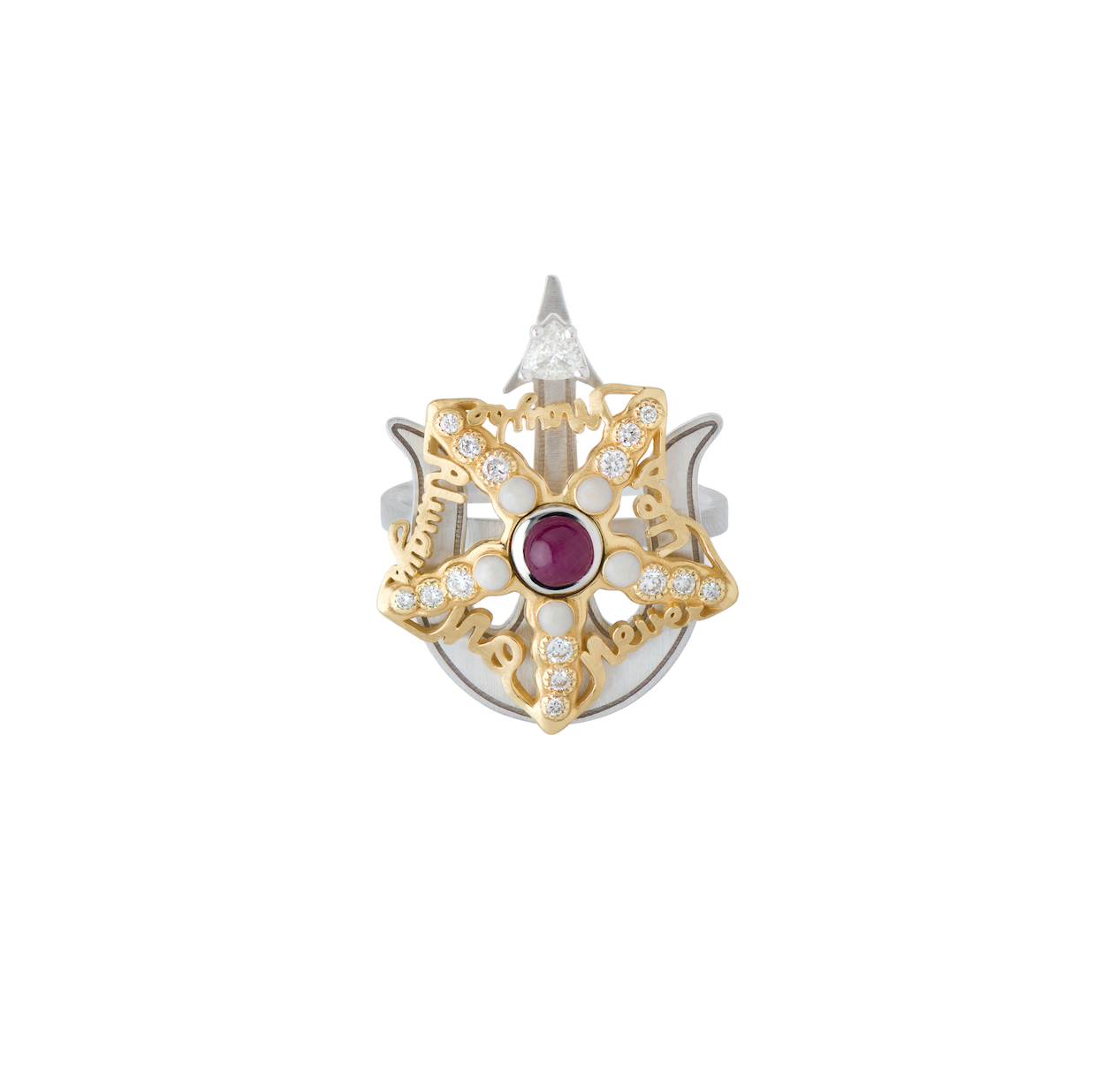 Spinning Ruby Starfish Ring