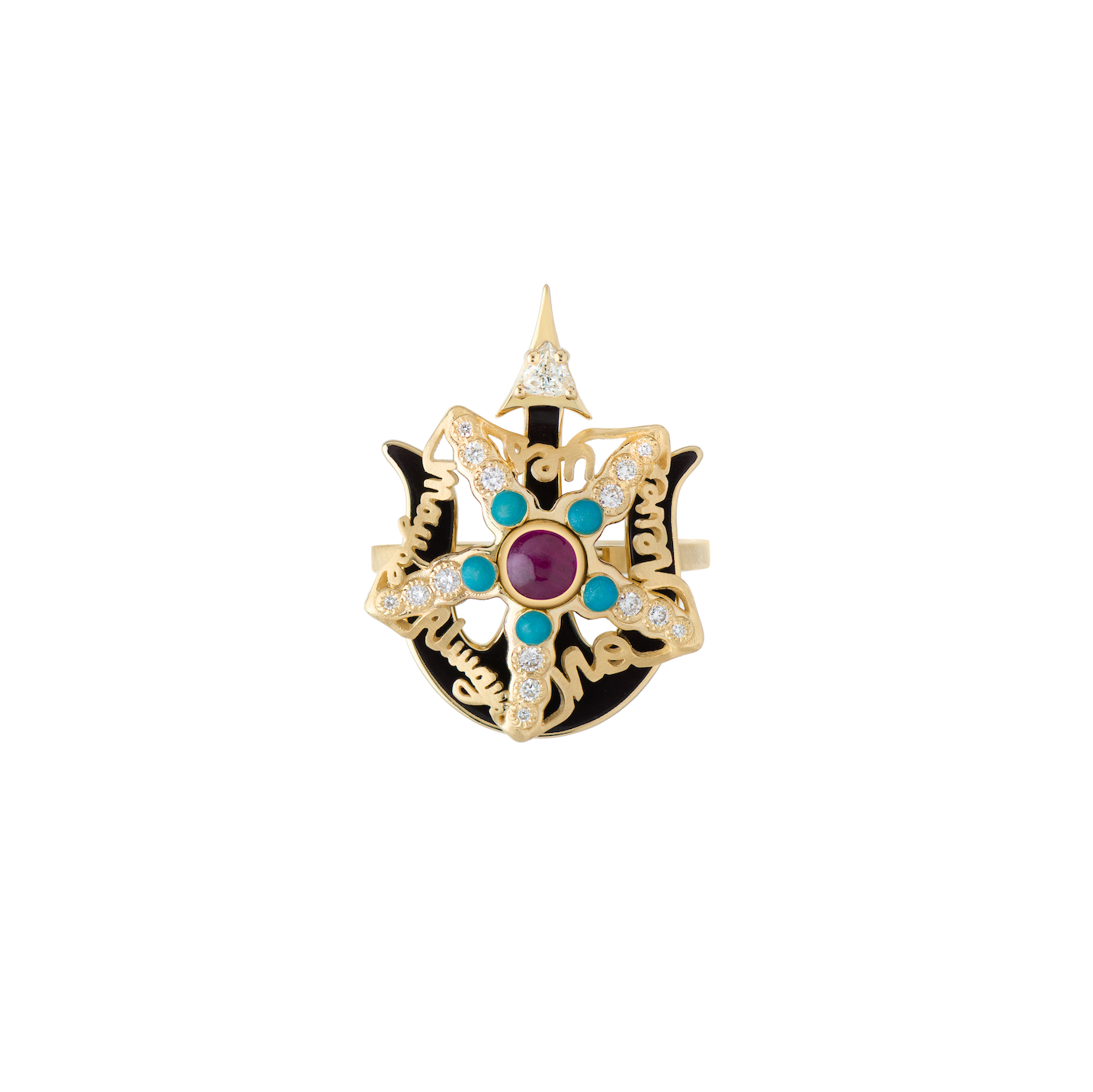 Spinning Diamond and Ruby Starfish Ring