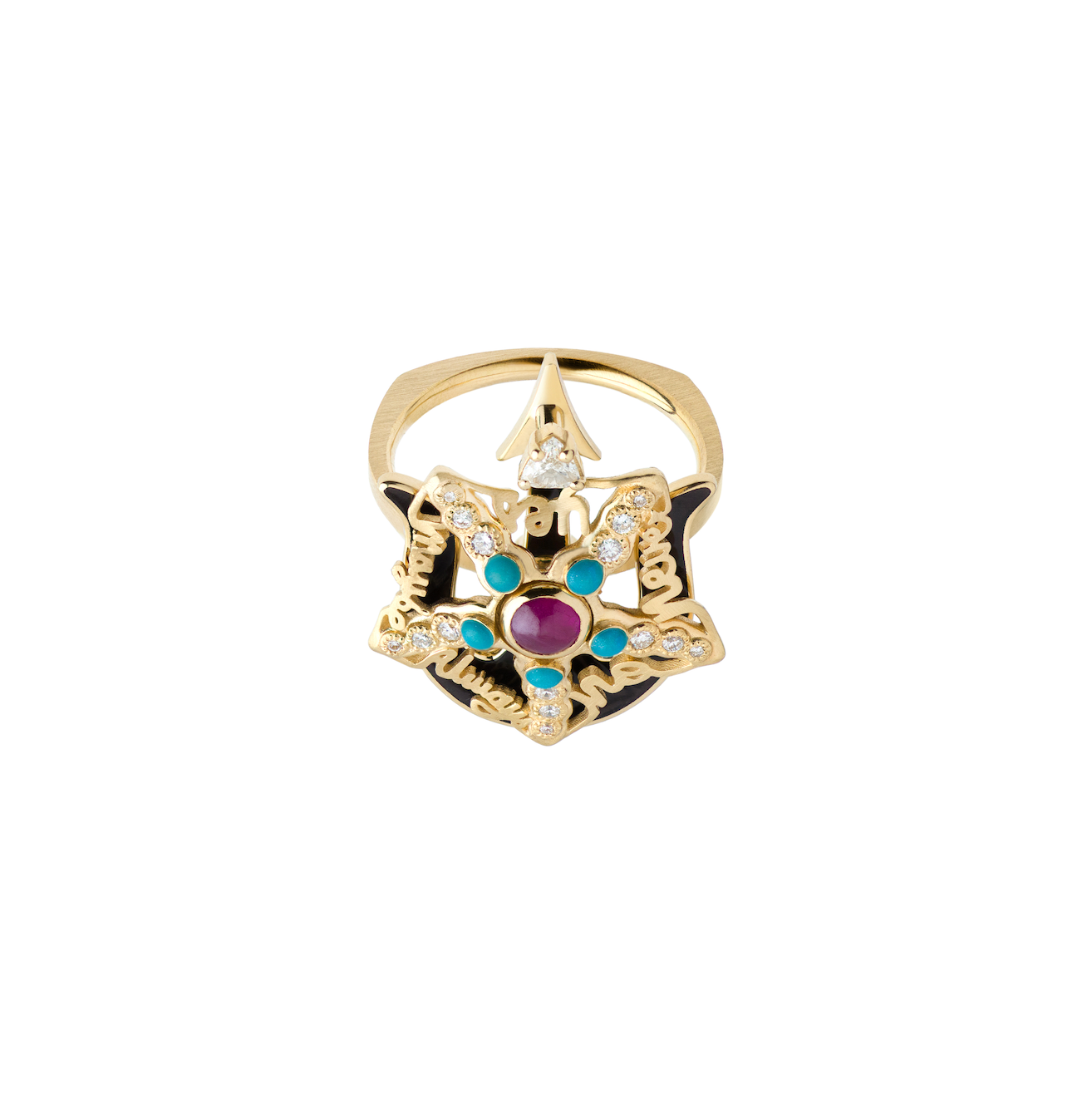 Spinning Diamond and Ruby Starfish Ring