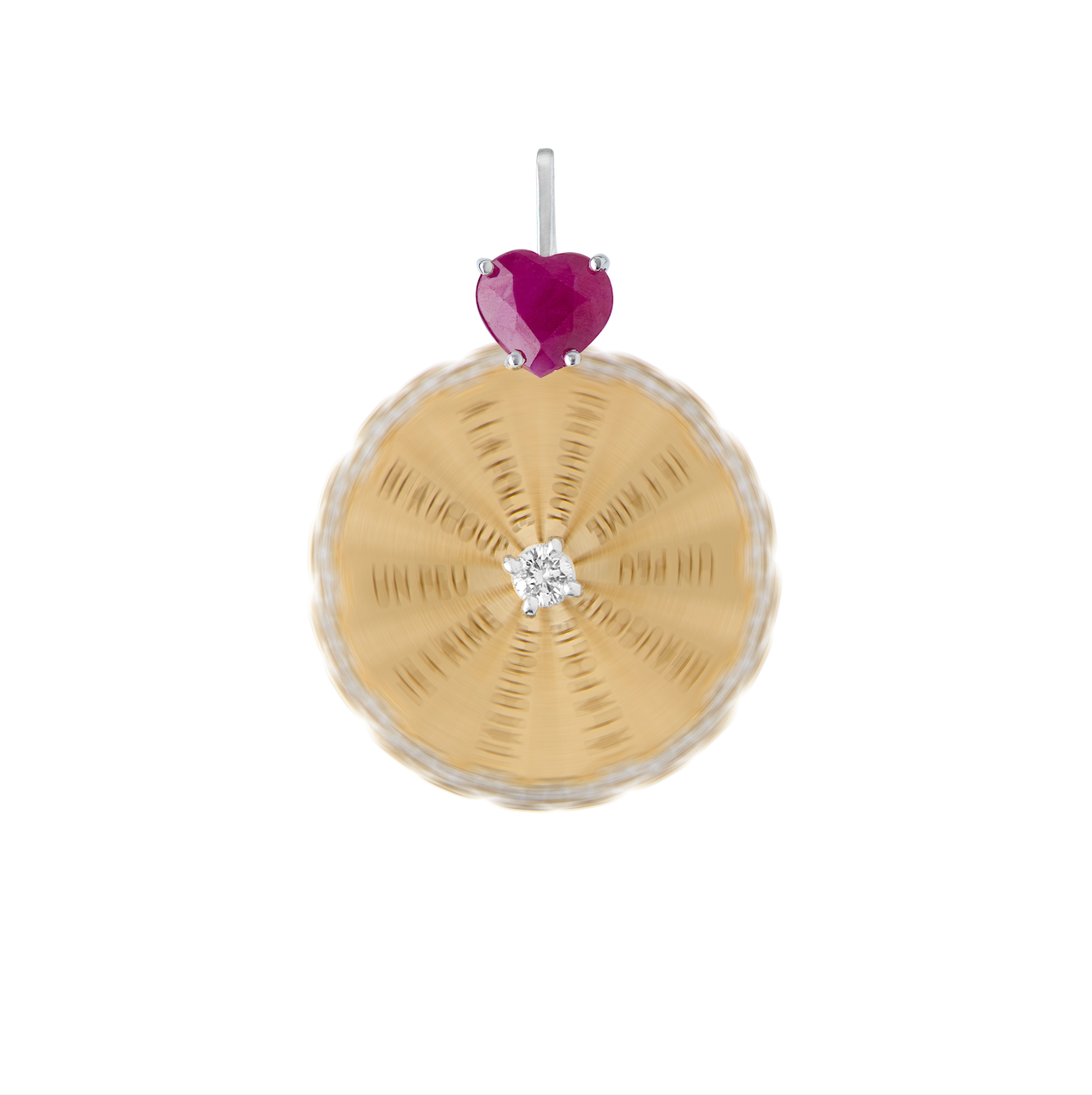 Spinning Marguerite Pendant with Ruby Heart