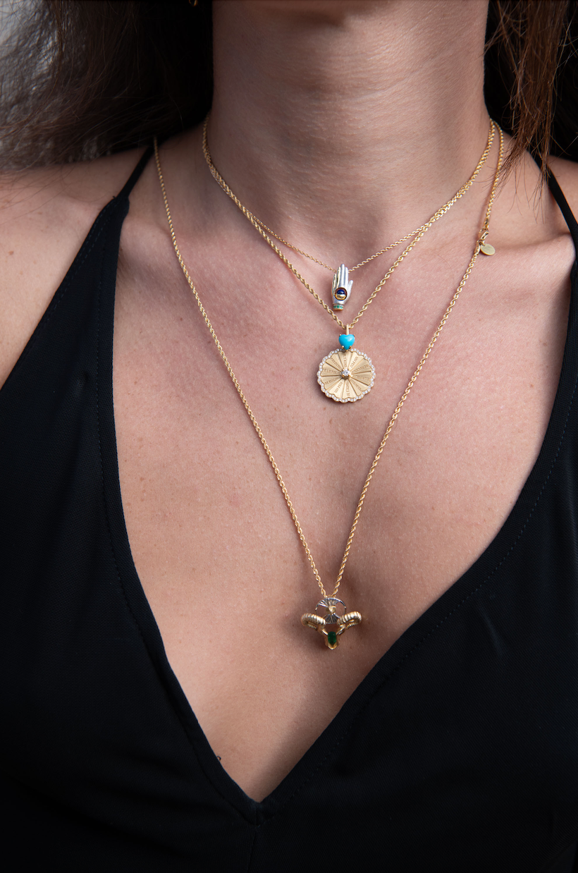 Spinning Marguerite Pendant with Arizona Turquoise Heart