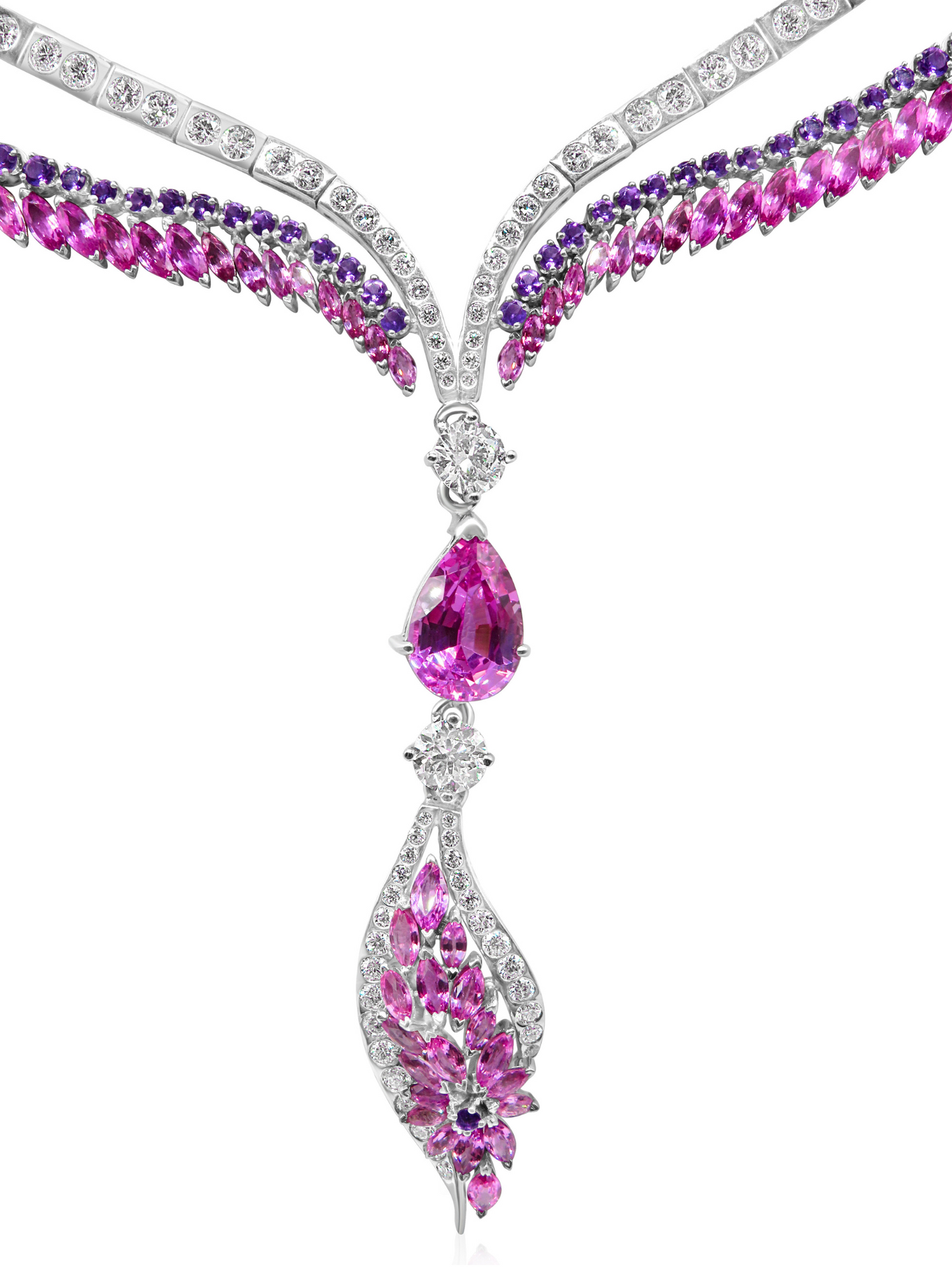 Floral Amethyst & Sapphire Necklace