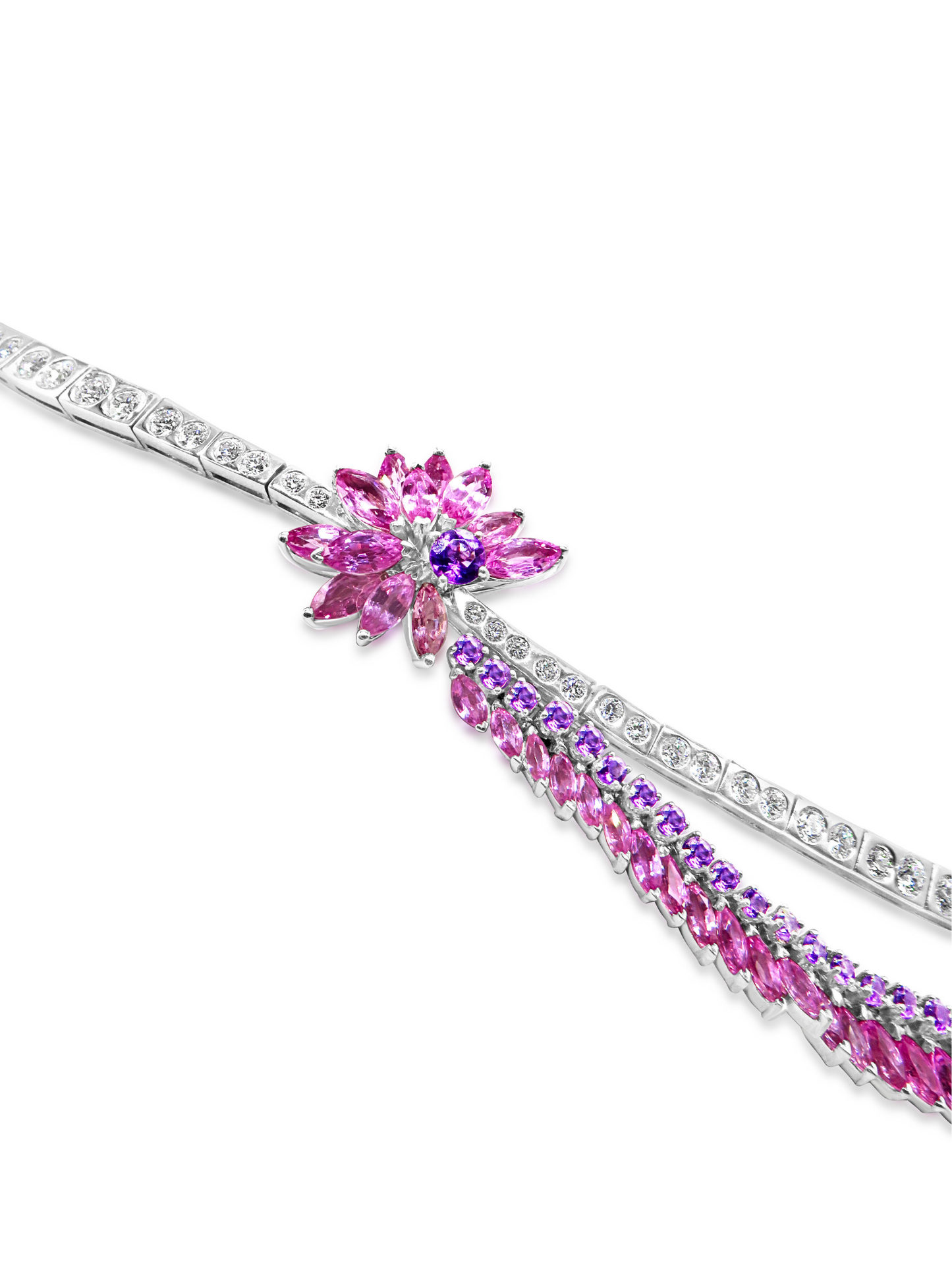Floral Amethyst & Sapphire Necklace