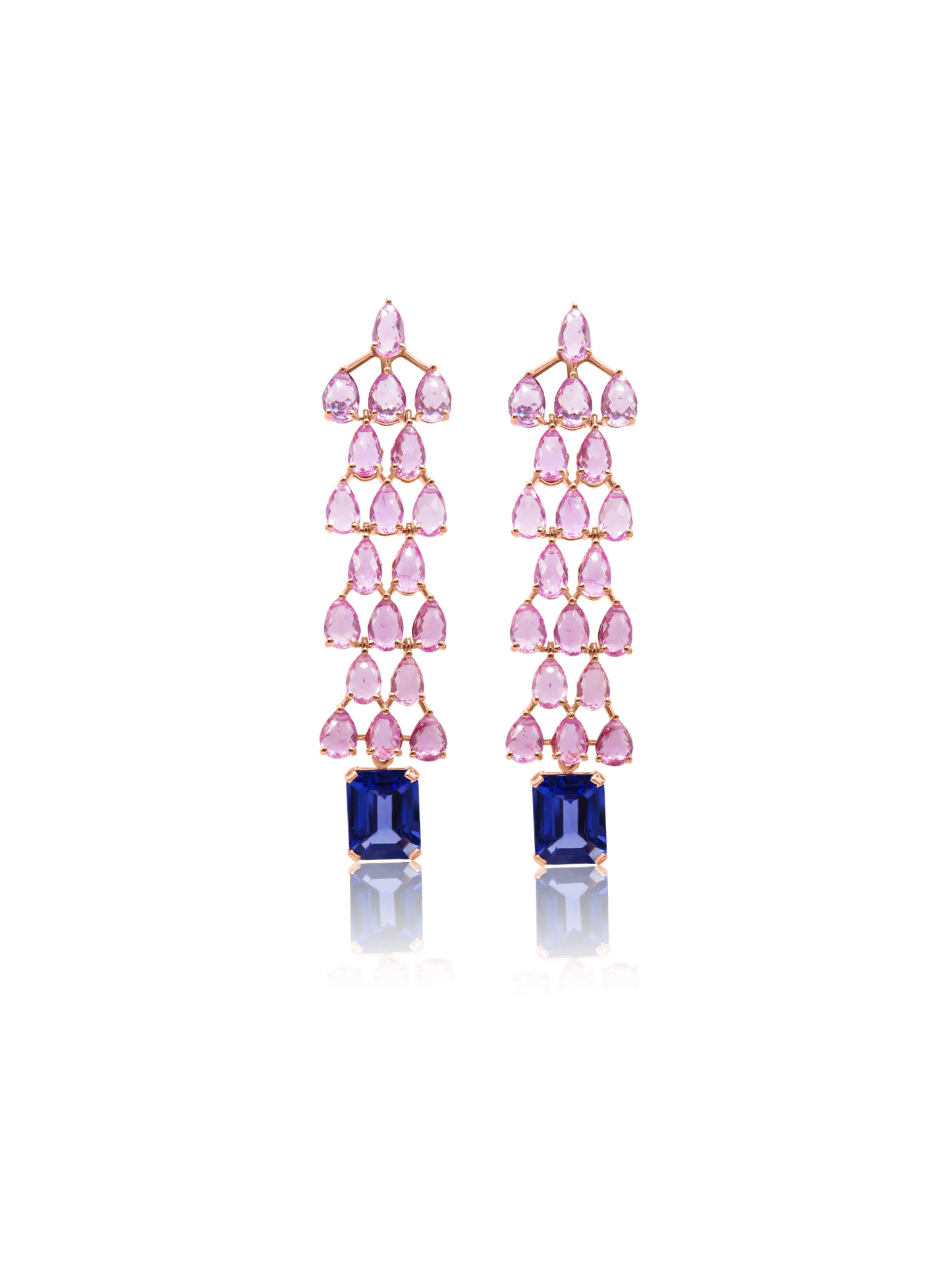 Pink Sapphires and Tanzanite Earrings