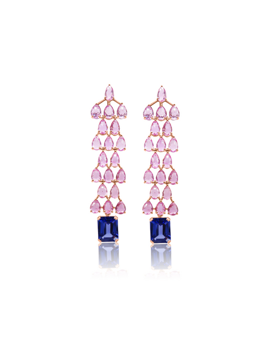 Pink Sapphires and Tanzanite Earrings
