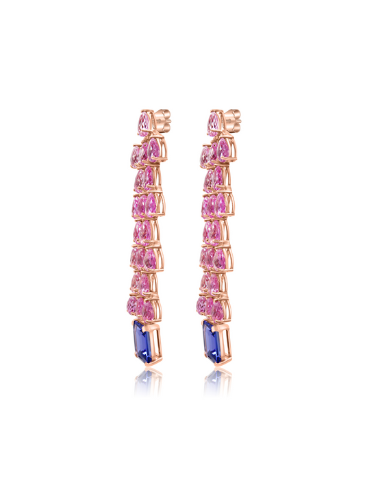 Pink Sapphires and Tanzanite Earrings
