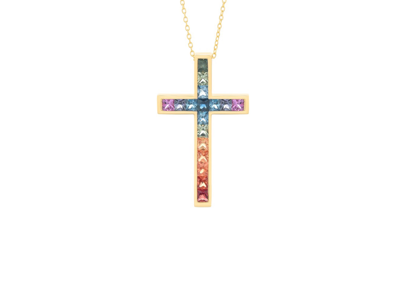 Colourful Sapphire Cross Pendant