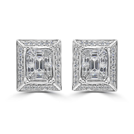 Baguette and Round Diamond Earrings