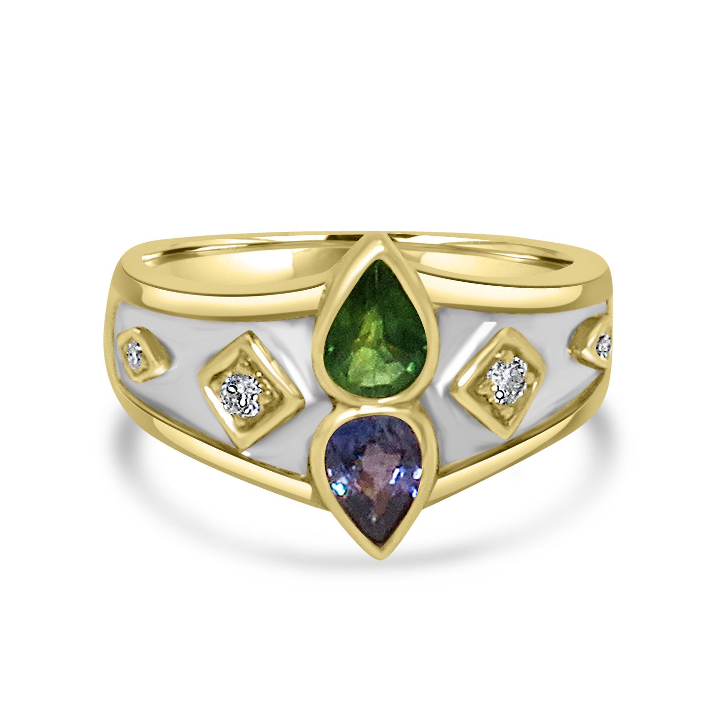 Gold Ring with Amethyst and Tourmaline